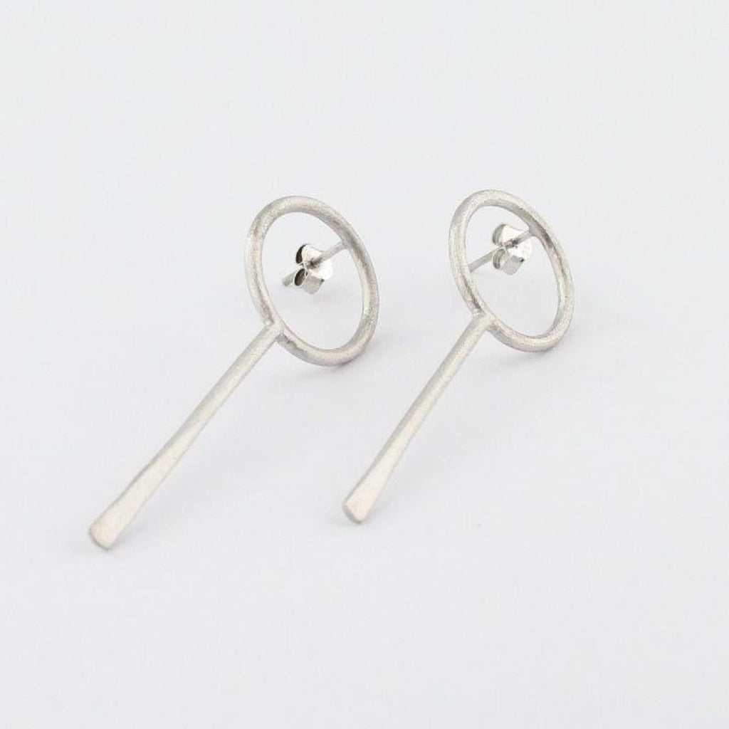 Hammered Circle Drop Earrings | Minimalist Eternity Dangles, styled view