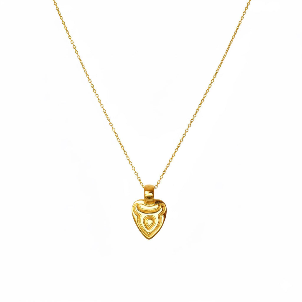 Taurus Moon Necklace | Double-Sided Zodiac Pendant, in Yellow Gold Plated finish