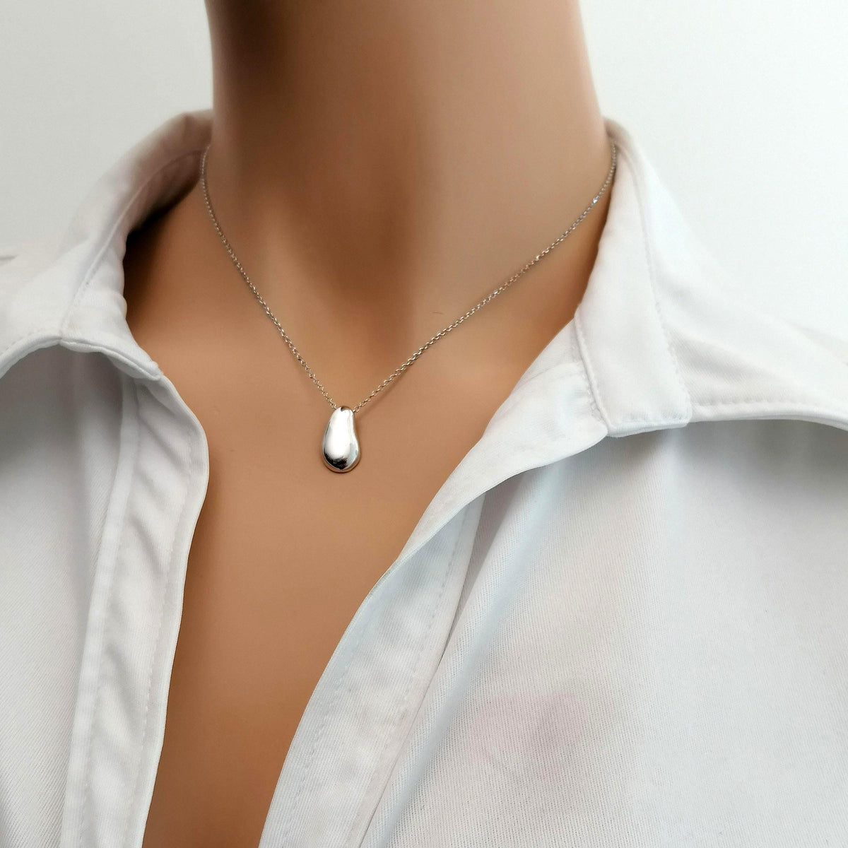 Pebble Charm Necklace | Minimalist Nature Talisman, styled view