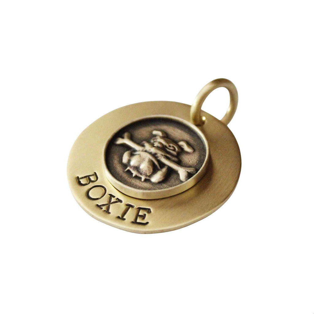 The Boxer Sigil | Artisan Boxer & Bone Pet ID & Custom Engraved Dog Tag, front view