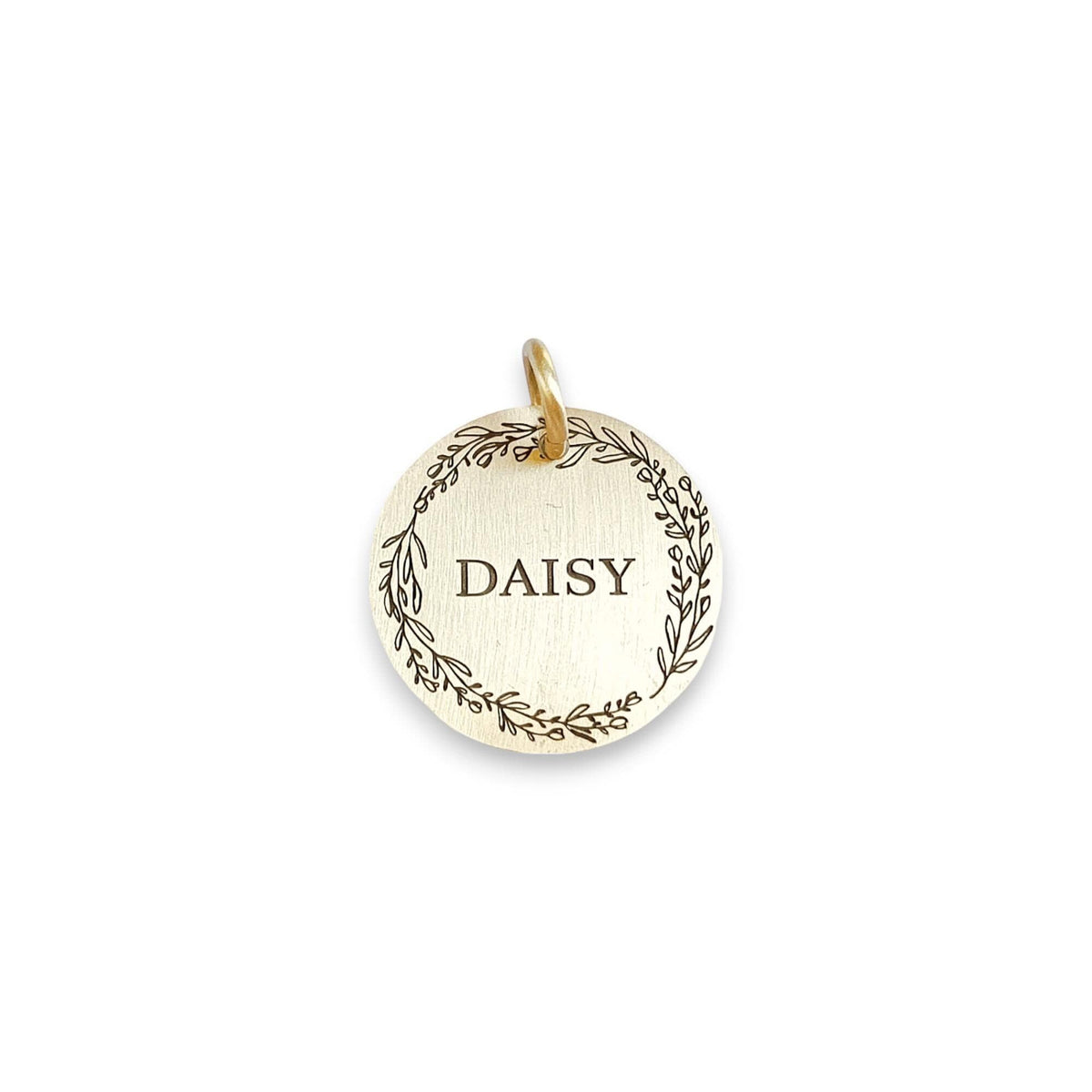 The Crimson Bloom Token | Artisan Poppy Flower Pet ID & Custom Engraved Dog Tag, front view