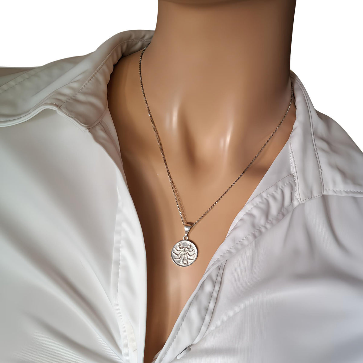 Scorpion Medallion Necklace | Scorpio Zodiac Talisman, styled view