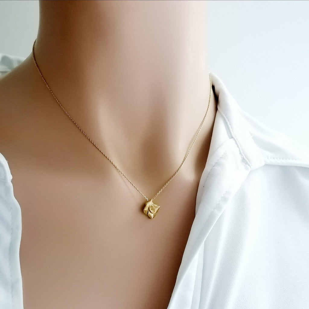 Rose Necklace Pendant | 3D Sculpted Silver Flower | Dainty Botanical Jewelry, additional detail