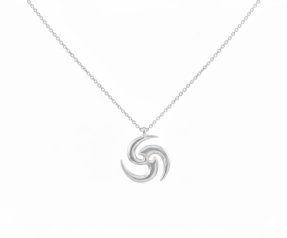 Tomoe Necklace | Cosmic Balance Talisman, in White Gold Plated finish