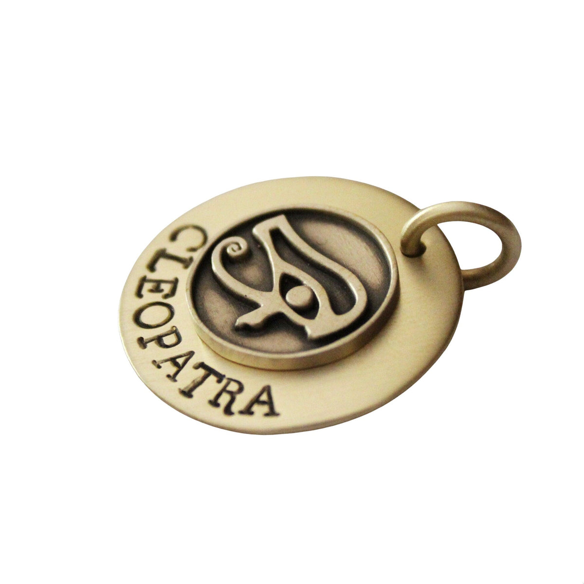 The Watchful Horus Token | Artisan Egyptian Pet ID & Custom Engraved Amulet, styled view