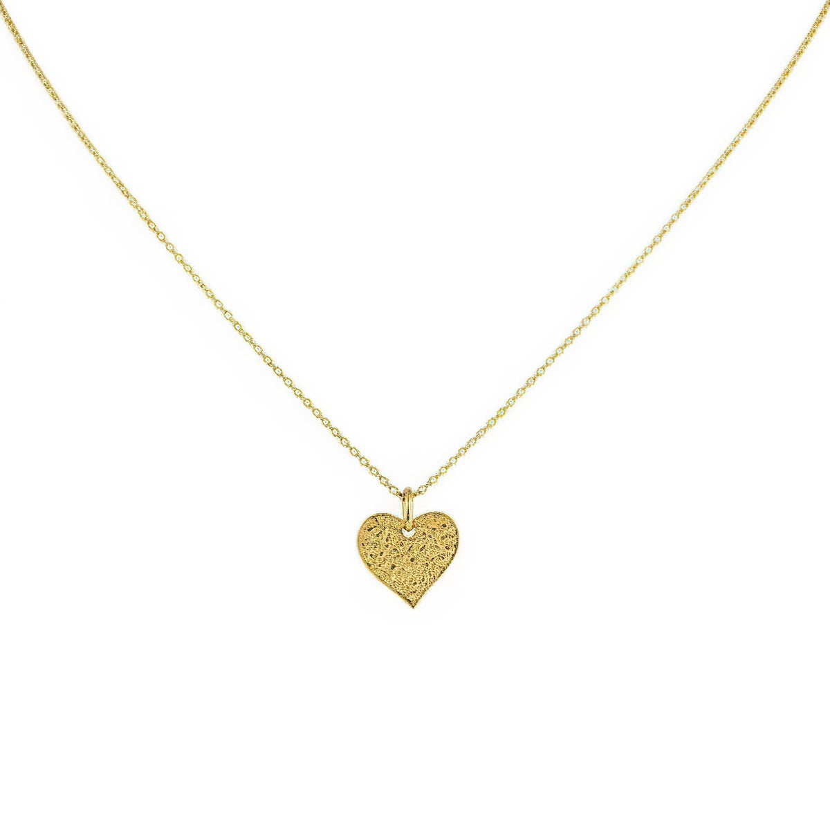 Hammered Heart Necklace | Textured Sterling Silver Pendant | Dainty Romantic Love Charm, in Yellow Gold Plated finish