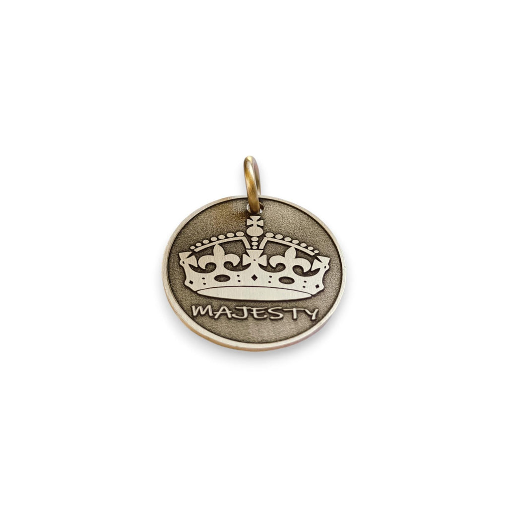 The Sovereign Crown Token | Artisan Queen Pet ID & Custom Engraved Dog Tag, additional detail