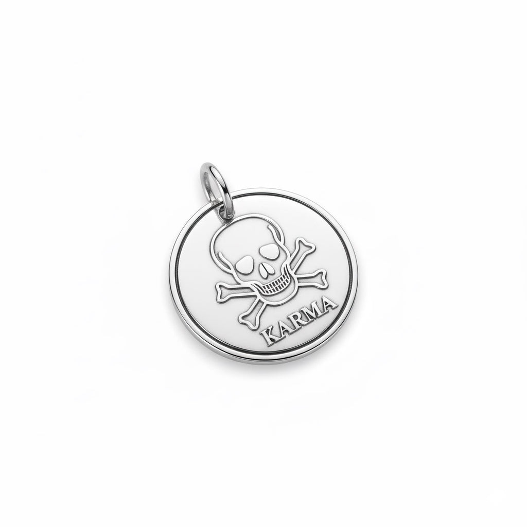 Skull Dog Tag for Dogs | Custom Sterling Silver Engraved Pet Tag | Rocker Dog ID Tag, alternate angle