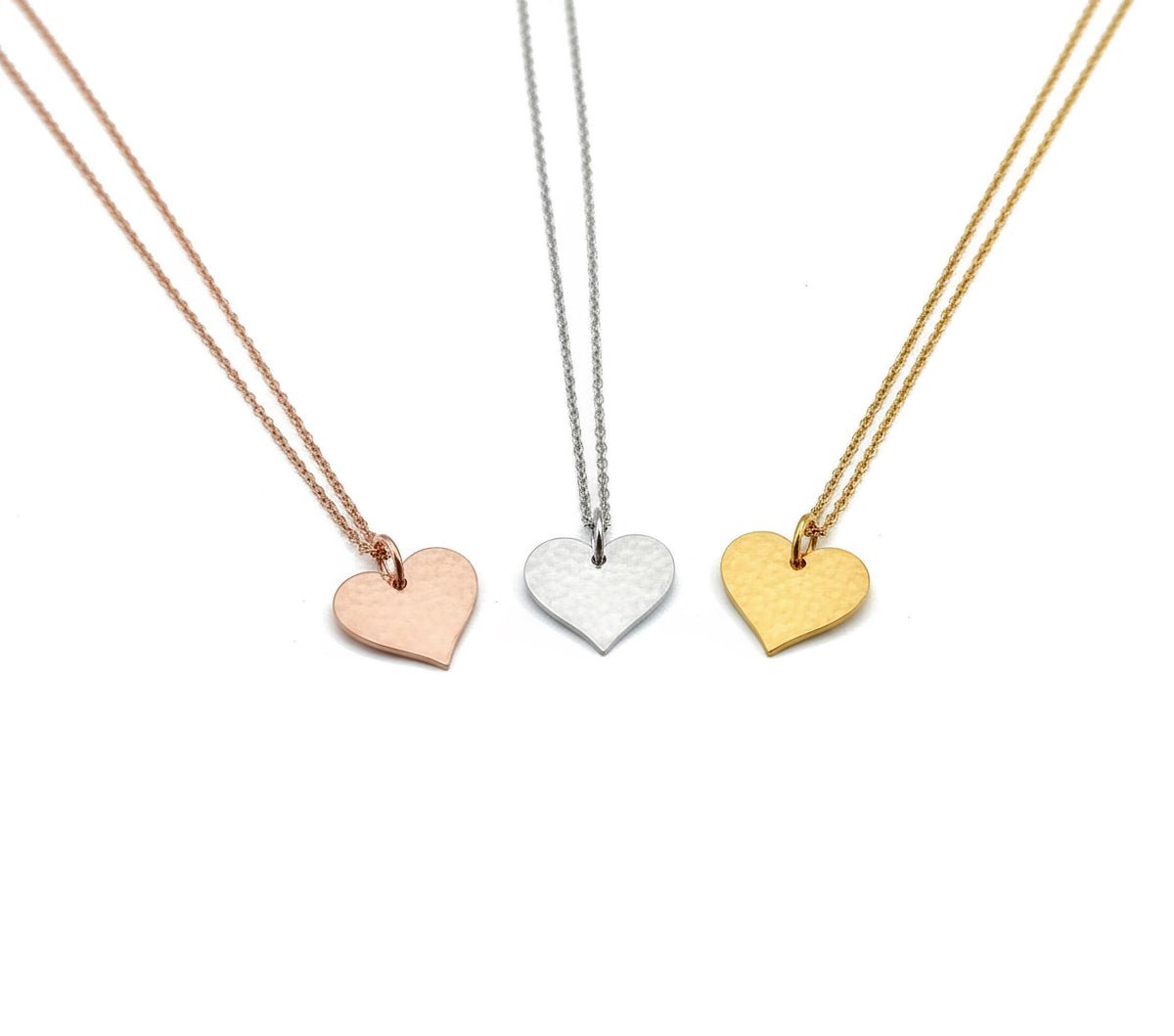Hammered Heart Necklace | Textured Sterling Silver Pendant | Dainty Romantic Love Charm, close-up detail