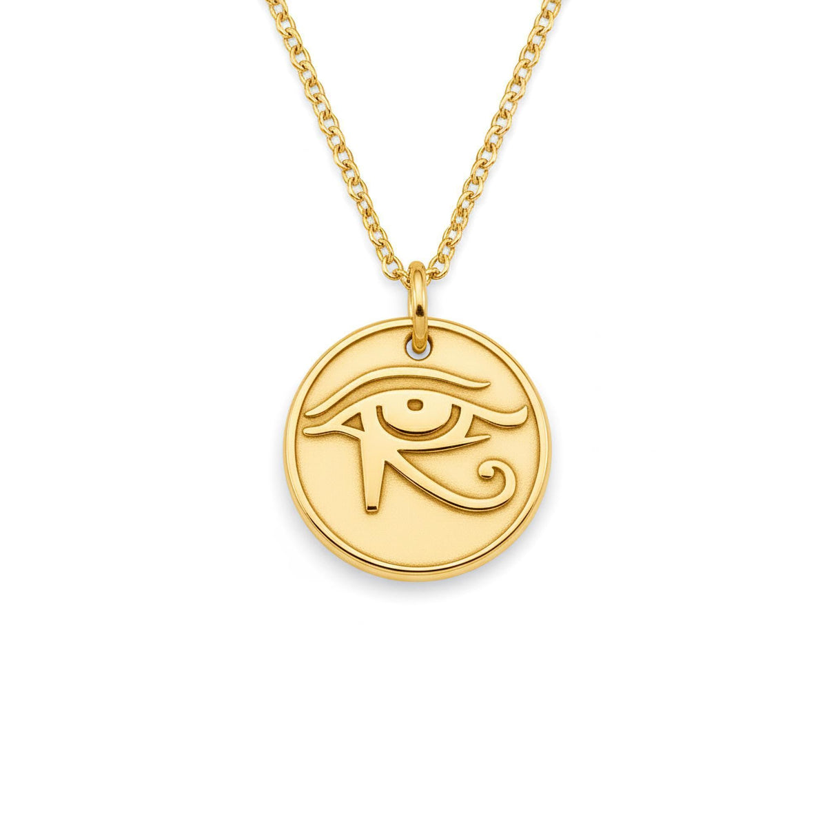 Eye of Ra Necklace | Egyptian Protection Symbol Pendant, in Yellow Gold Plated finish