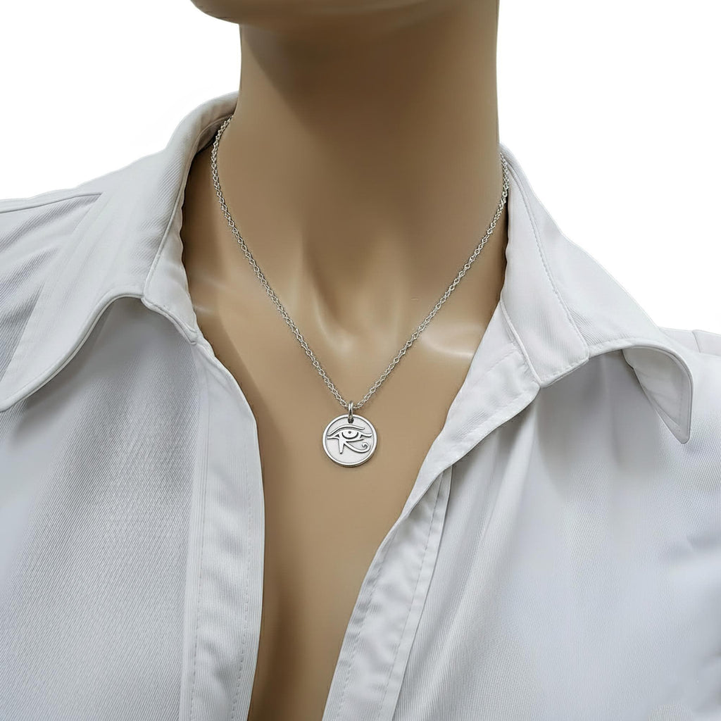 Eye of Ra Necklace | Egyptian Protection Symbol Pendant, close-up detail