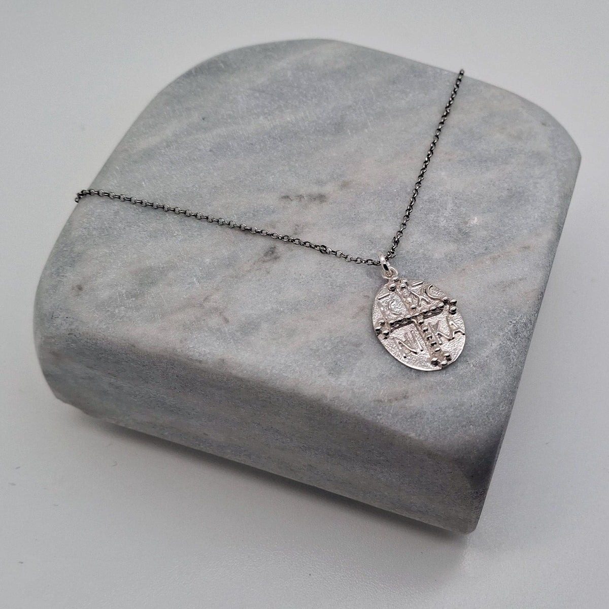 Byzantine IC XC NIKA Cross Necklace | Ancient Victory Medallion, front view