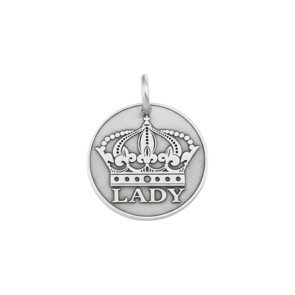 Princess Dog Tag | Sterling Silver Custom Crown Pet Tag | Engraved Regal Pet ID Tag, front view