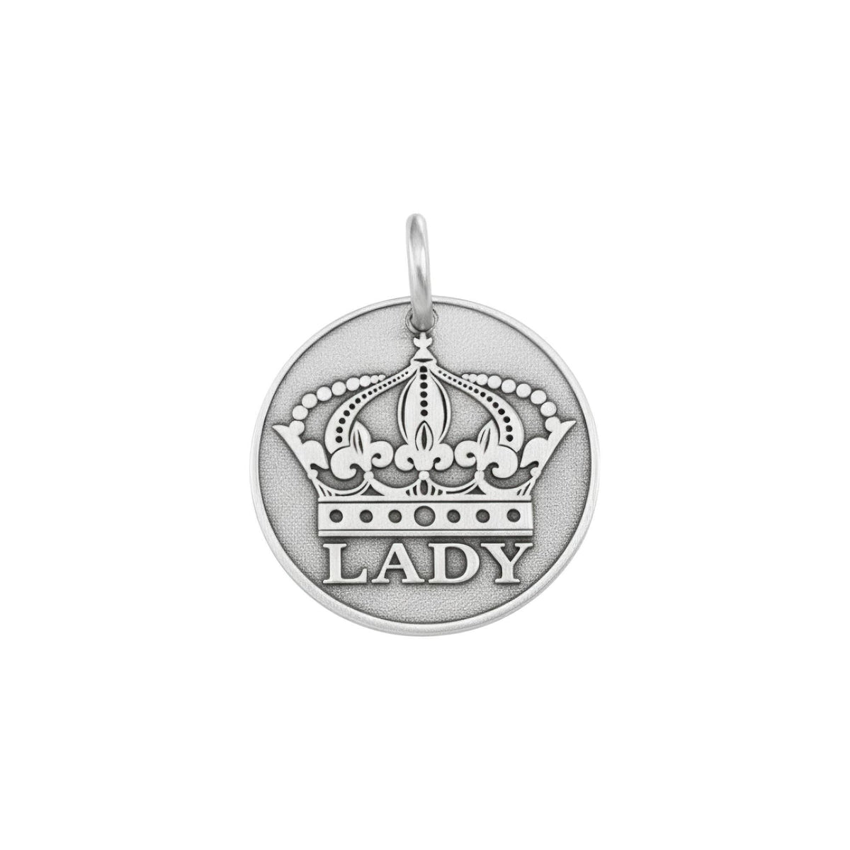 Princess Dog Tag | Sterling Silver Custom Crown Pet Tag | Engraved Regal Pet ID Tag, front view