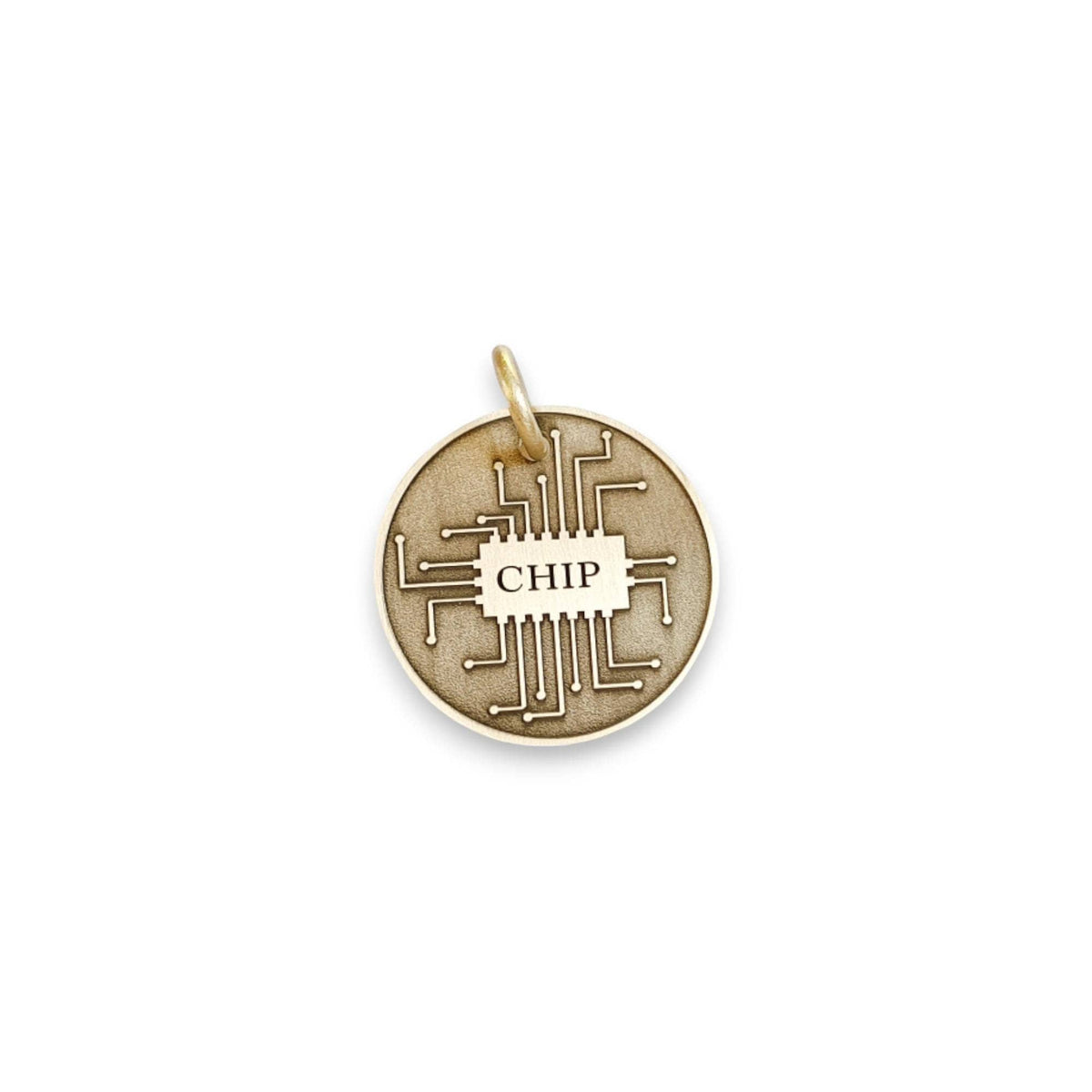 The Circuit Token | Artisan Microchip Pet ID & Custom Engraved Dog Tag, front view