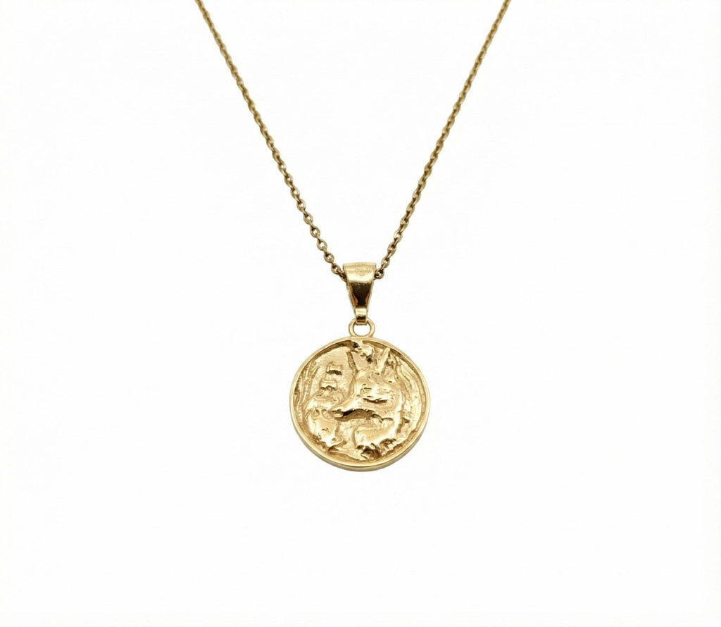 Fox Medallion Necklace detail, sterling silver fox face close up