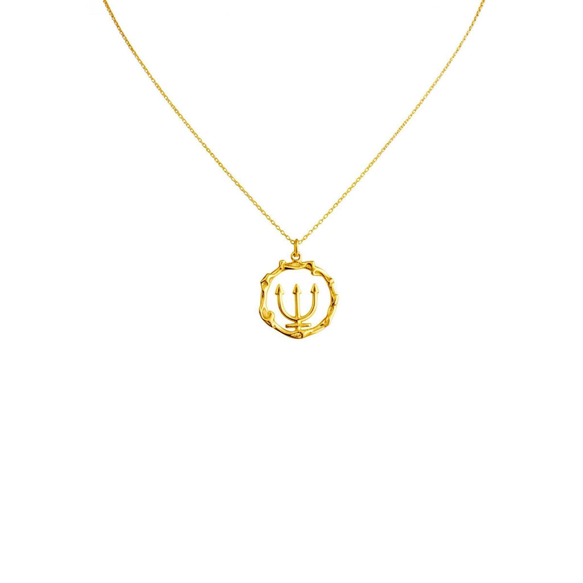 Poseidon Trident Necklace | Greek Mythology Ocean Talisman, in Yellow Gold Plated finish