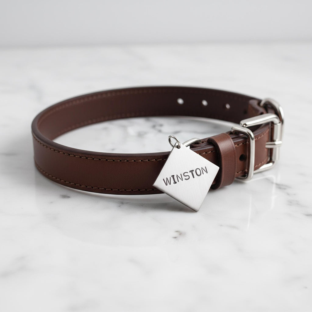 The Striking Rhombus Token | Artisan Geometric Pet ID & Custom Dog Tag, close-up detail