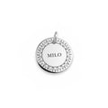 Silver Sun Dog Tag | Custom Geometric Pet ID Collar Charm, front view