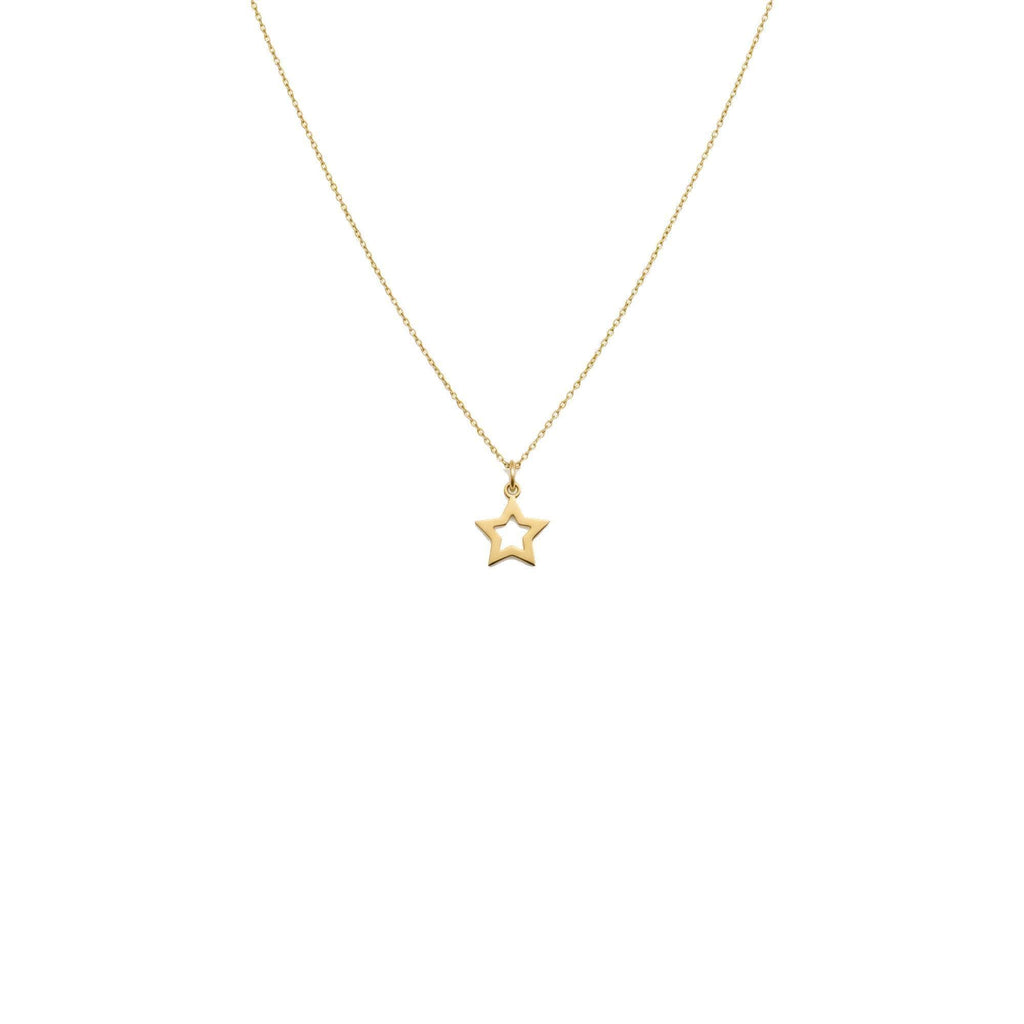 Star Charm Necklace | Solid Gold Celestial Talisman | 14K Heirloom Jewelry, front view