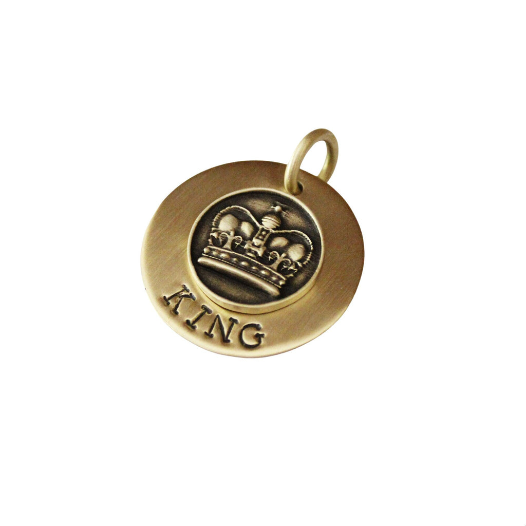 The Sovereign Crown Token | Artisan King Pet ID & Custom Hand-Stamped Dog Tag, close-up detail