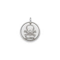 Skull Dog Tag for Dogs | Custom Sterling Silver Engraved Pet Tag | Rocker Dog ID Tag, front view