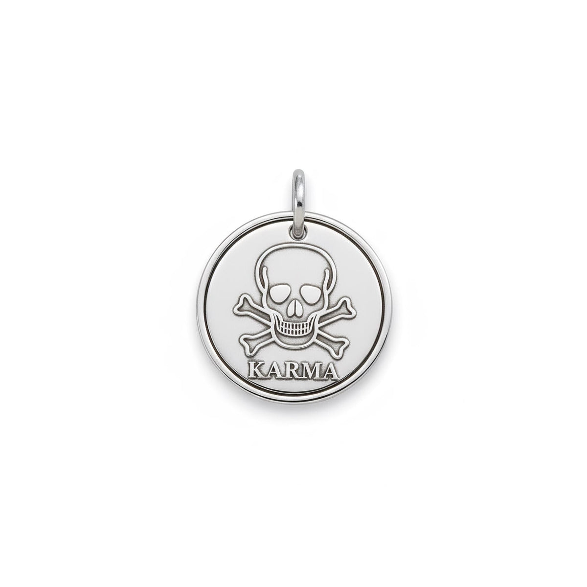Skull Dog Tag for Dogs | Custom Sterling Silver Engraved Pet Tag | Rocker Dog ID Tag, front view