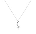 Black Moon Lilith Necklace | Sterling Silver Dark Feminine Glyph Pendant | Shadow Work Talisman, front view