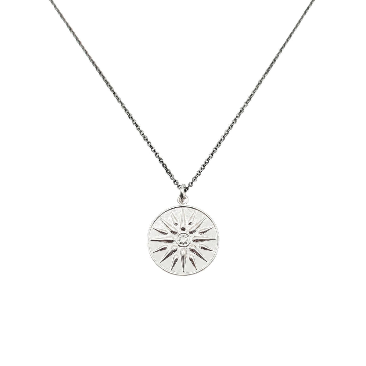 Vergina Sun Medallion | Ancient Greek Star Talisman, in White Gold Plated finish