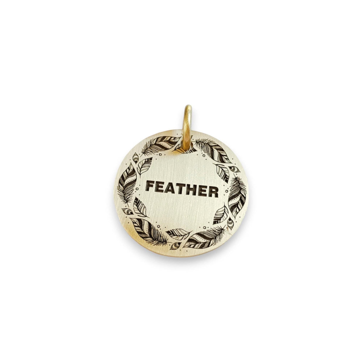 The Bohemian Feather Token | Artisan Spirit Pet ID & Custom Engraved Dog Tag, styled view
