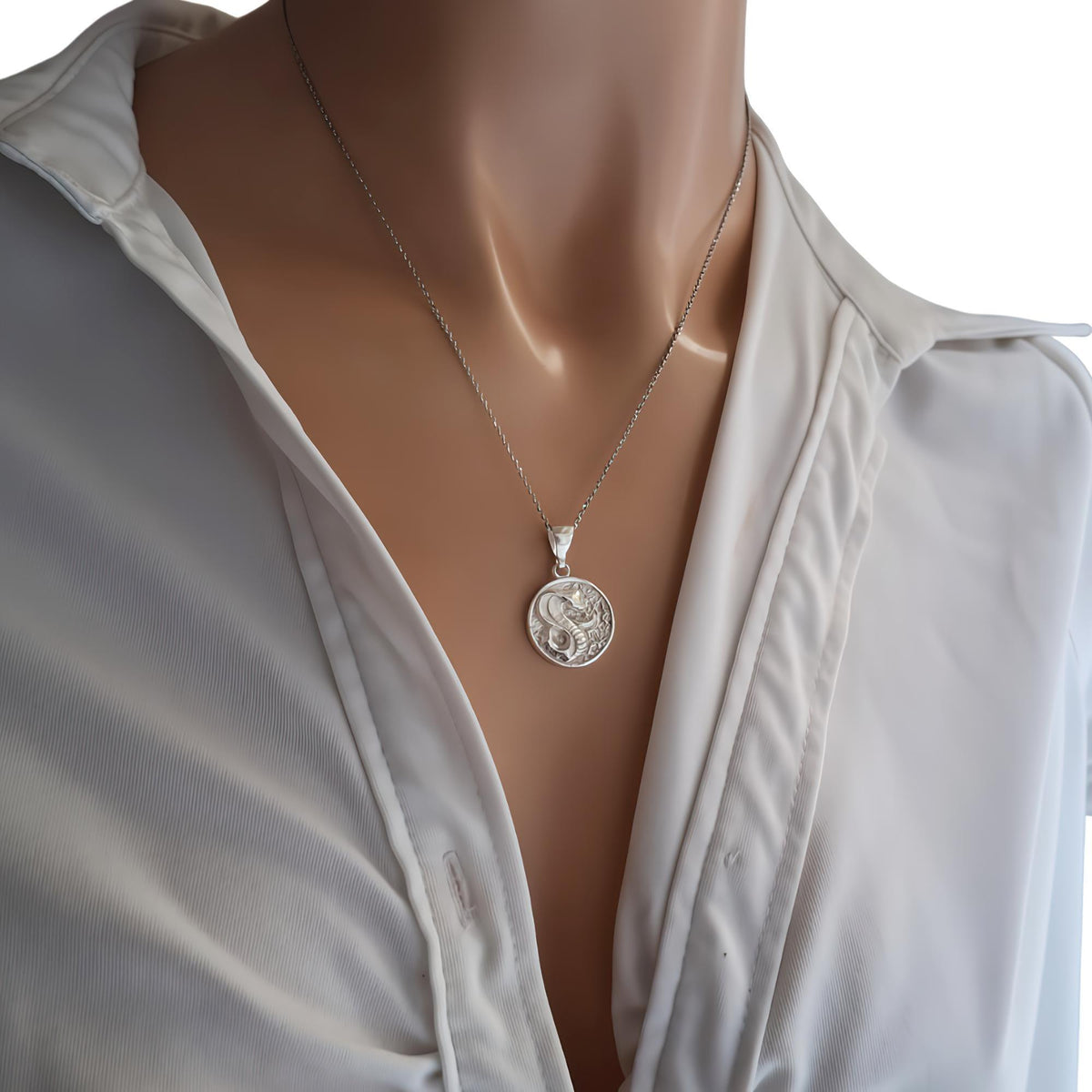 Cobra Medallion Necklace | Protective Talisman, styled view