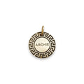 The Meander Token | Artisan Greek Key Pet ID & Custom Engraved Dog Tag, front view