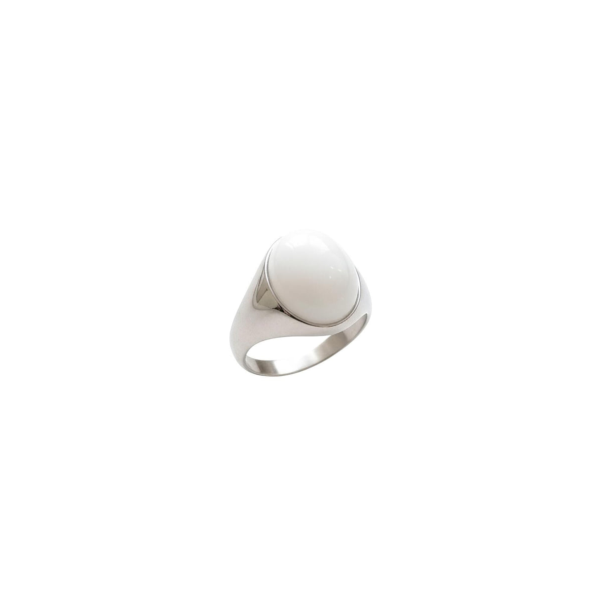 Unisex Silver Chevalier Ring | Minimalist Blank Signet, front view