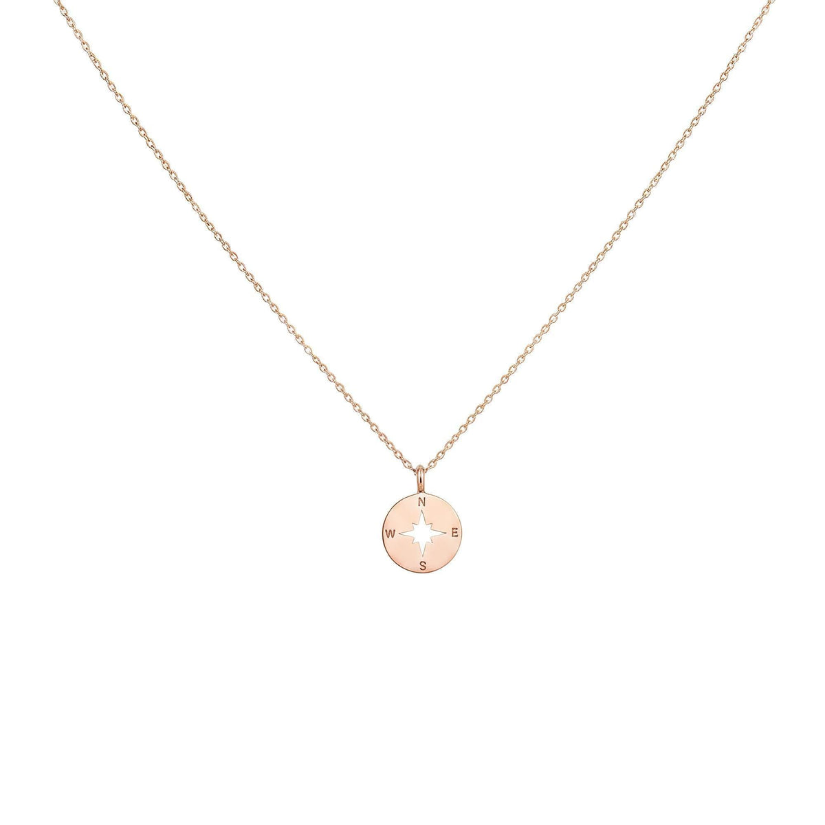Sterling Silver Compass Necklace | True North Travel Talisman | Minimalist Charm, in Rose Gold PLated finish
