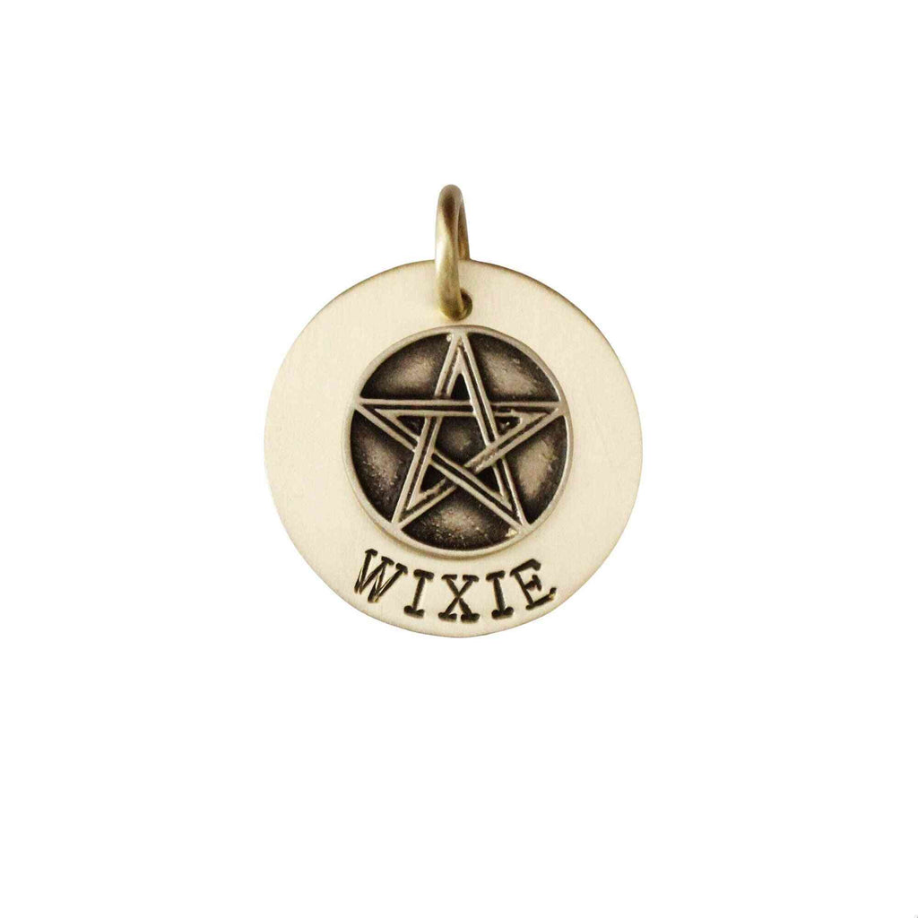 The Amulet Sigil | Artisan Pentagram Pet ID & Custom Engraved Dog Tag, front view