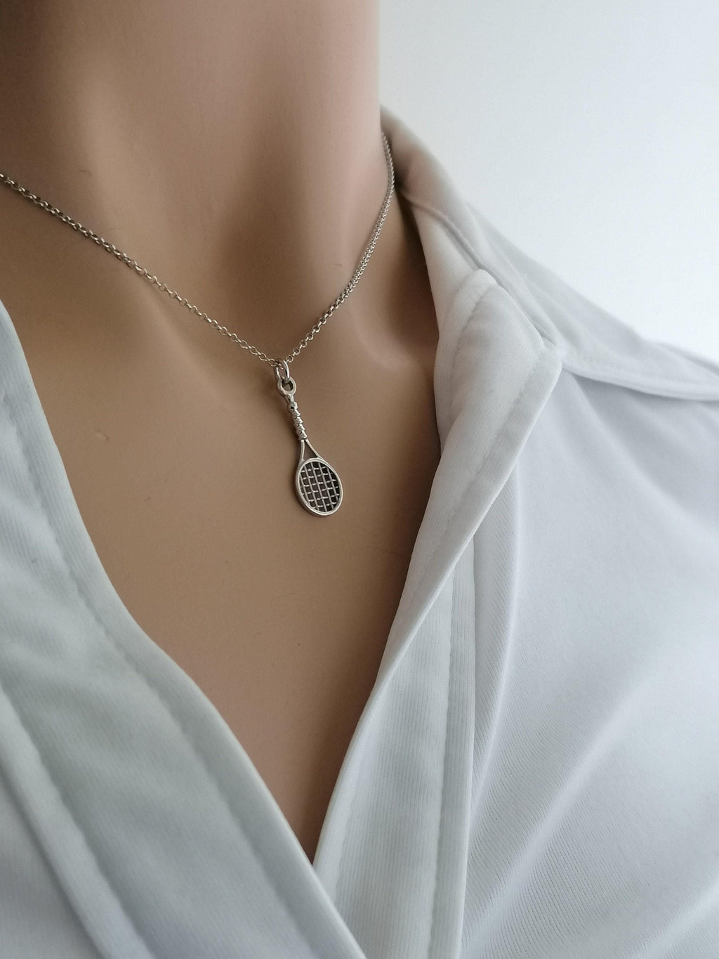 Tennis Racket Necklace | Sports Passion Talisman, front view