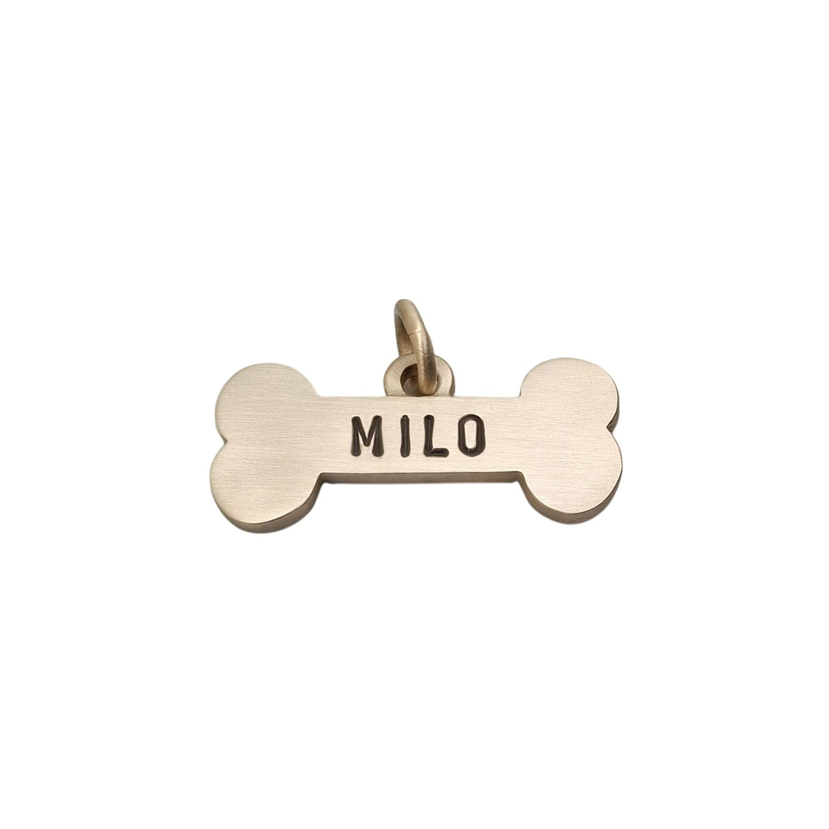 The Mighty Bone Token | Heavy-Gauge Solid Brass Big Bone Pet ID Tag, in Basic UPPERCASE 4mm font