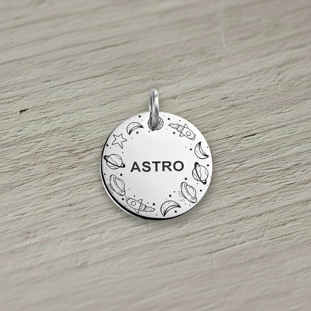 Space Lover's Dog Tag | Custom Engraved Rocket Ship Pet ID, additional detail