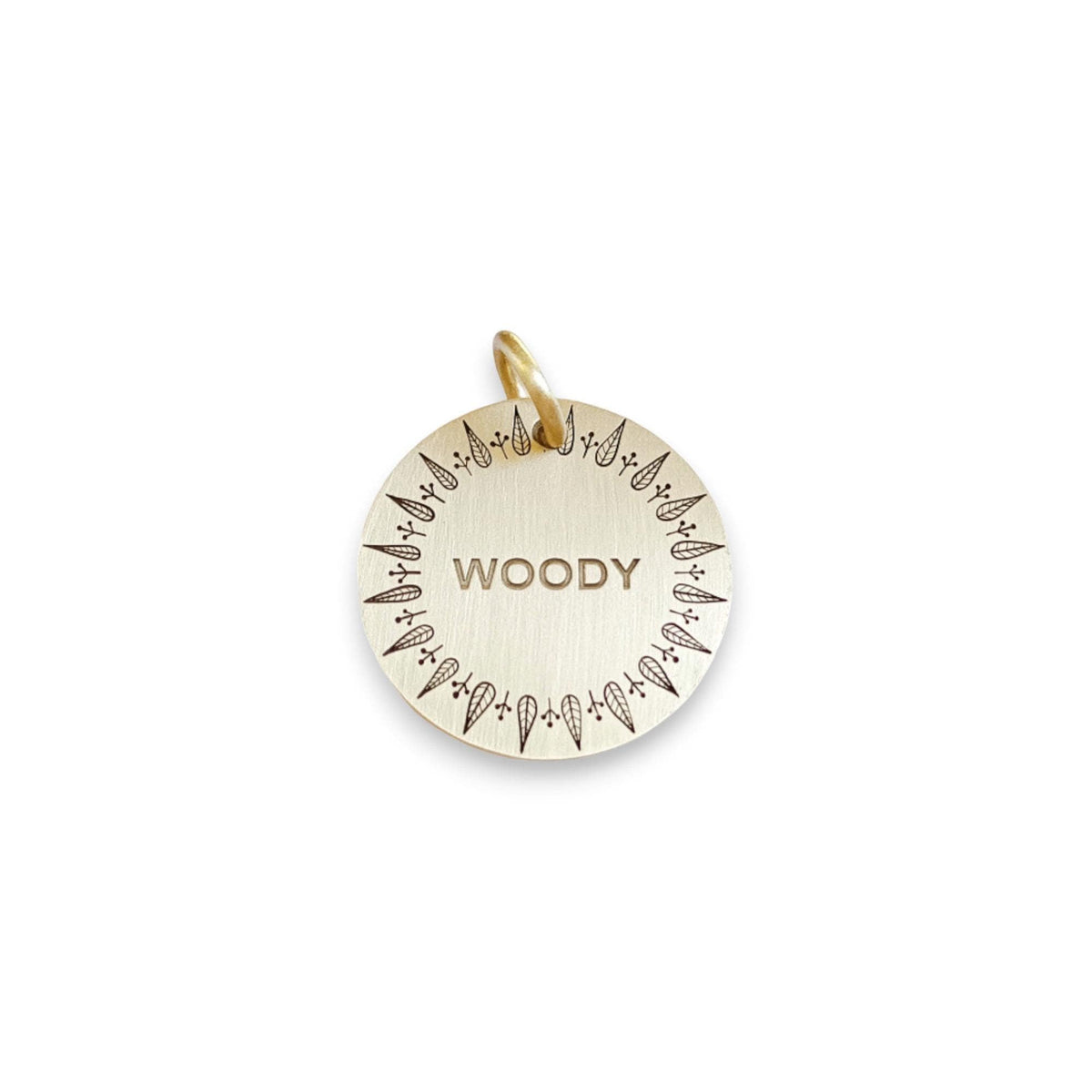 The Leaf Token | Artisan Patterned Pet ID & Custom Engraved Dog Tag, front view