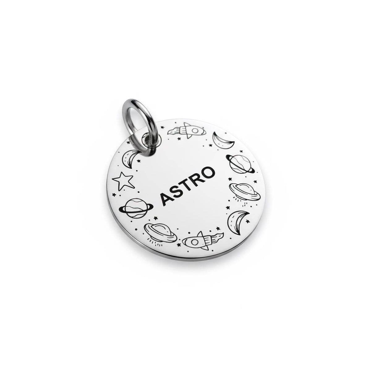 Space Lover's Dog Tag | Custom Engraved Rocket Ship Pet ID, alternate angle
