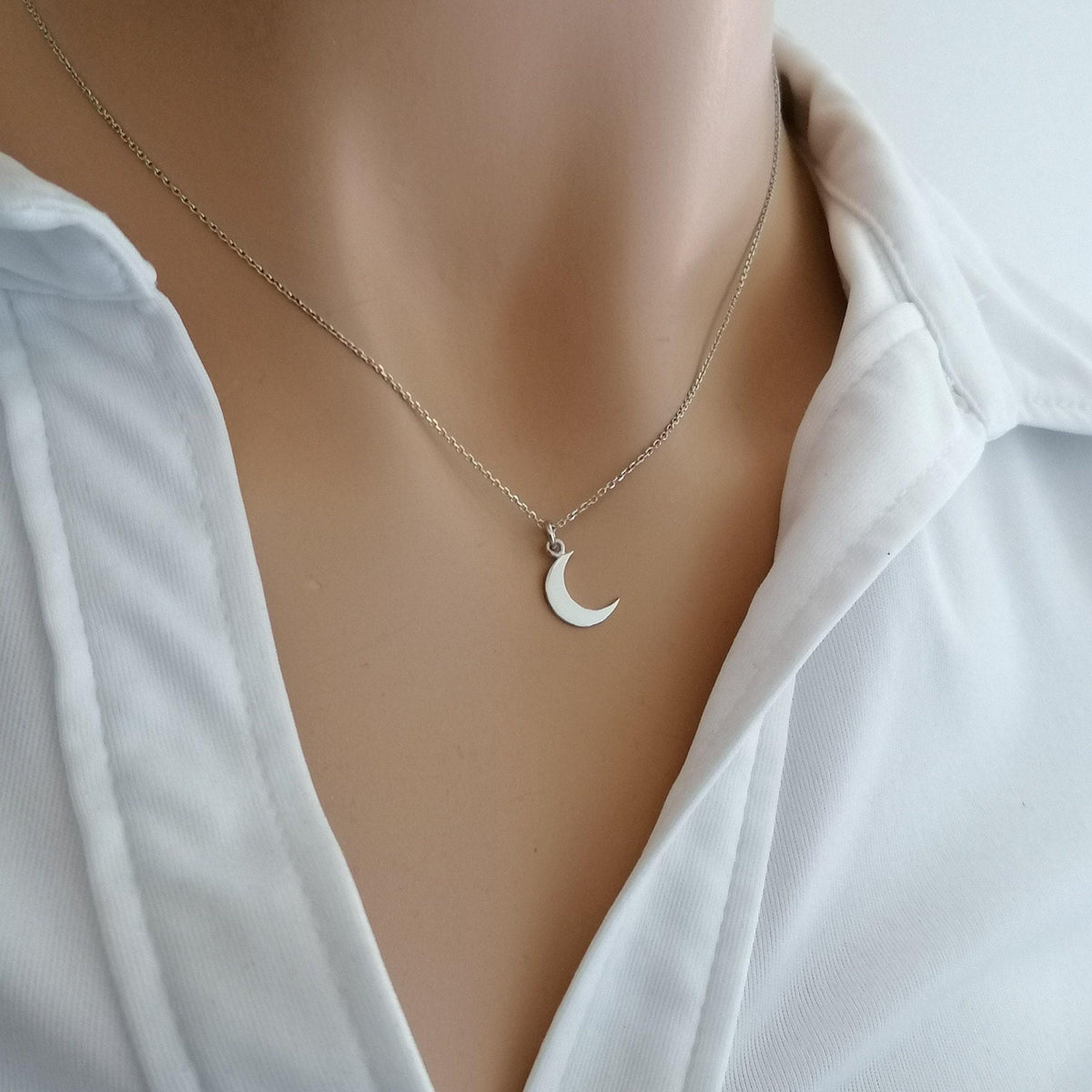 Crescent Moon Necklace | Celestial Talisman, front view