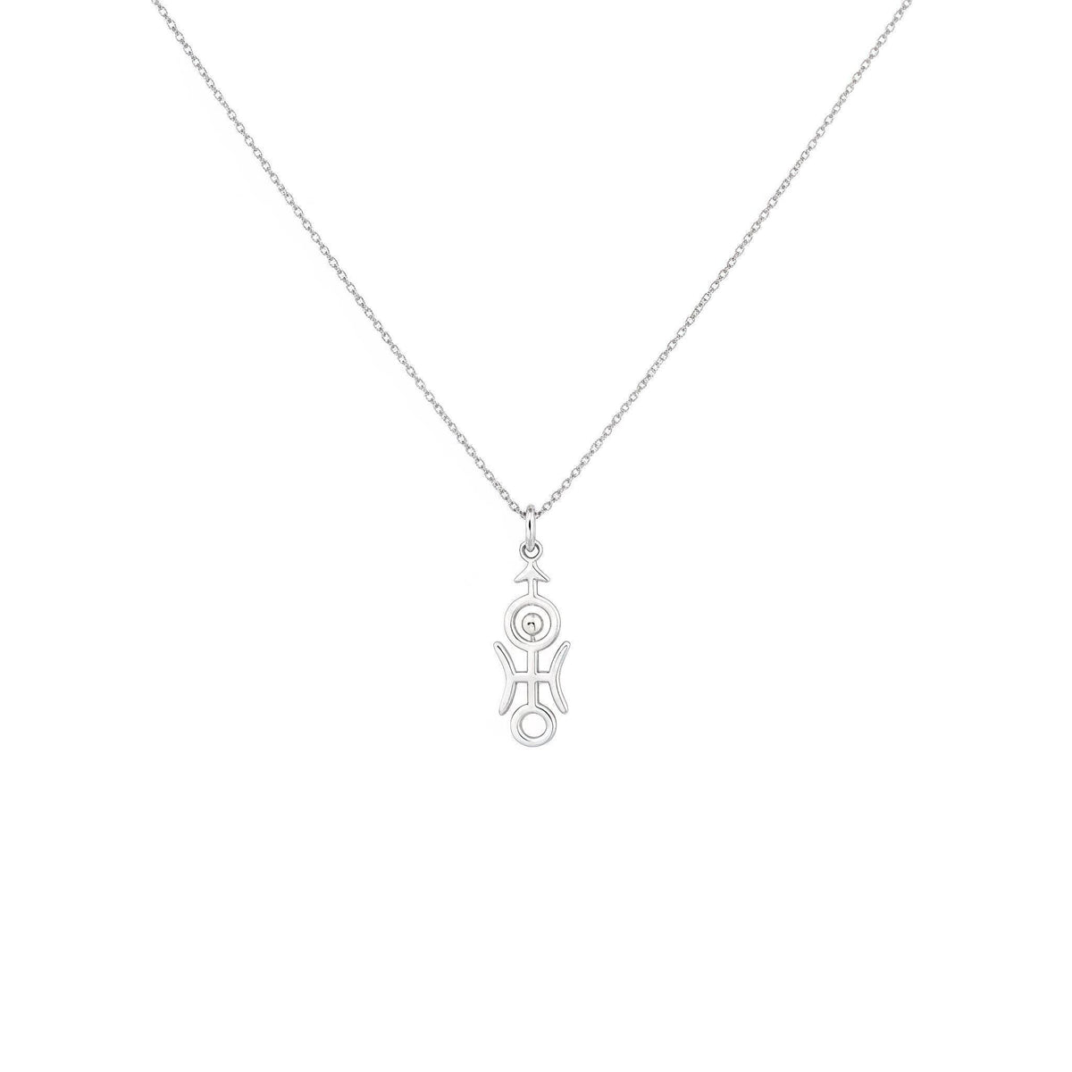 Uranus Necklace | Aquarius Zodiac Talisman, in White Gold Plated finish