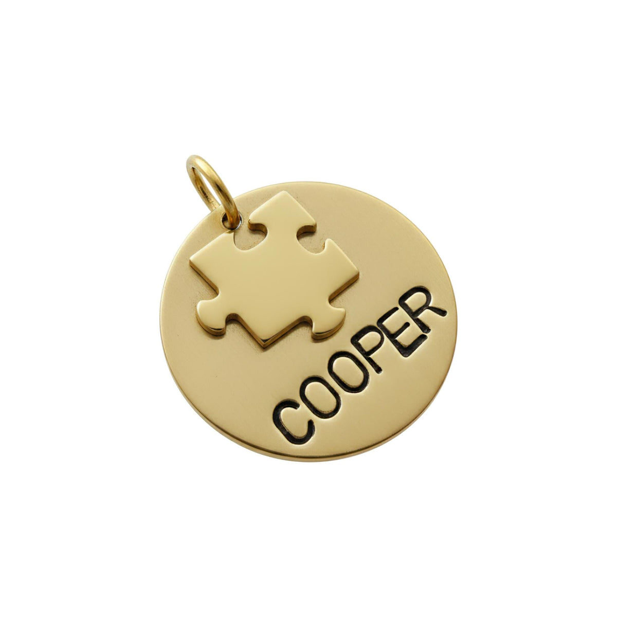 The Final Piece Token | Artisan Puzzle Pet ID & Custom Dog Tag, in Brass with Brass Top finish