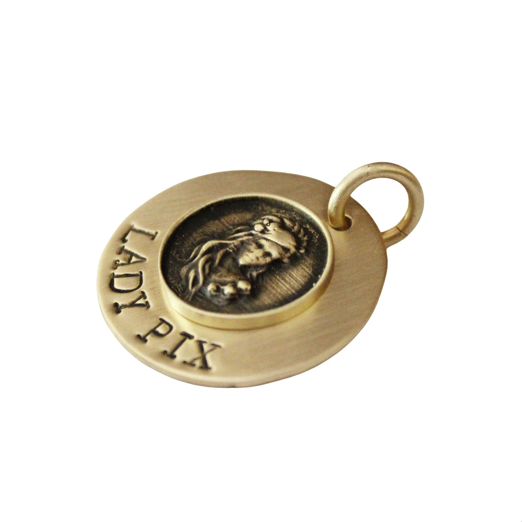 The Lady Sigil | Artisan Lady Pet ID & Custom Engraved Dog Tag, styled view