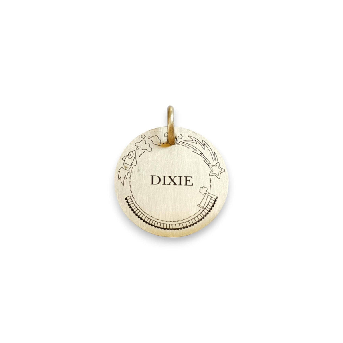 The Celestial Comet Token | Artisan Shooting Star Pet ID & Custom Engraved Dog Tag, front view