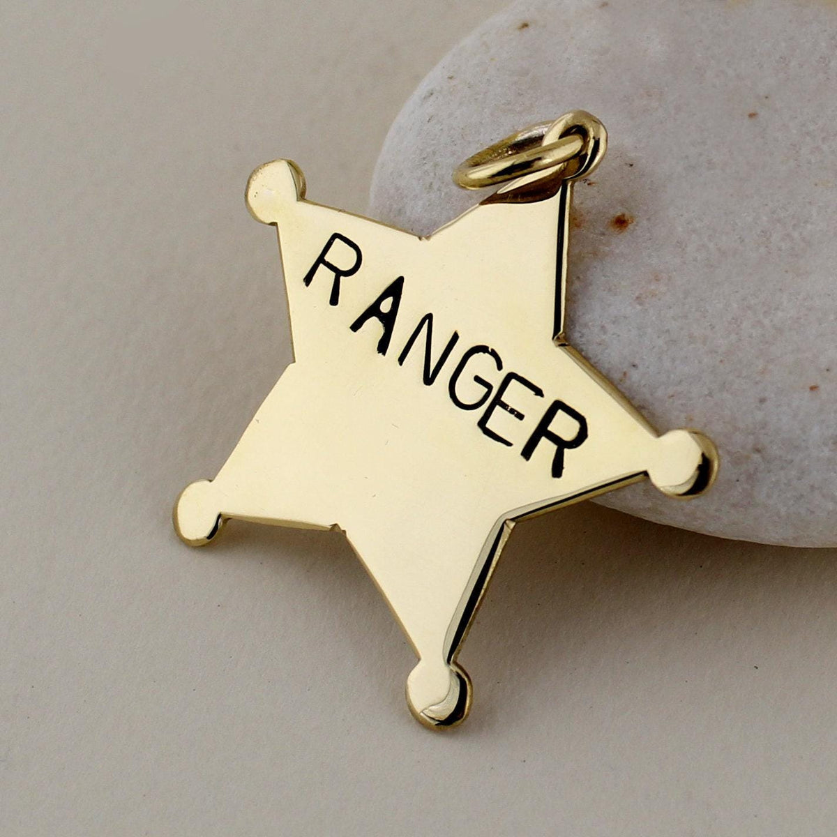 The Western Deputy Token | Artisan Hand-Cut Sheriff Star Pet ID & Custom Dog Tag, in Brass finish