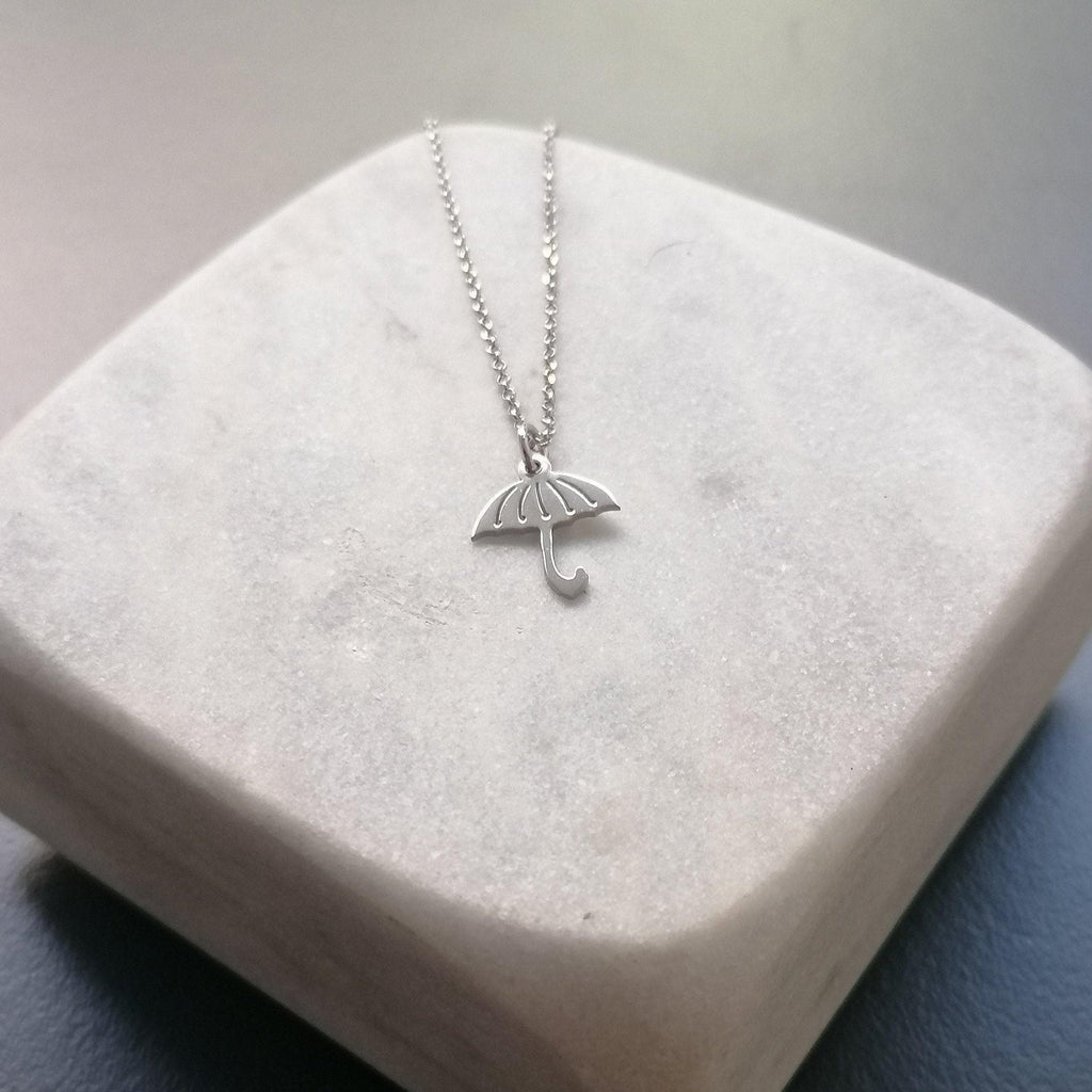 Dainty Umbrella Necklace | Protective Shield Talisman, close-up detail