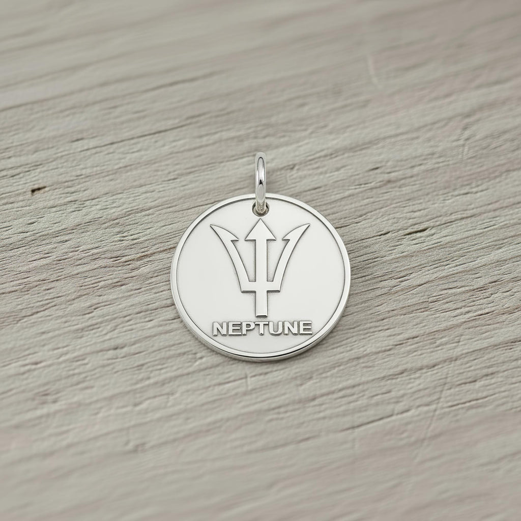 Trident Dog Tag | Personalized Neptune Pet ID, styled view