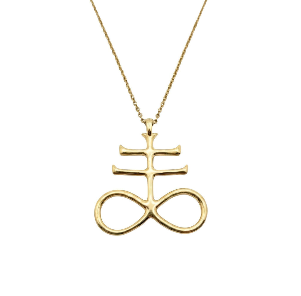 Alchemical Sulfur Necklace | Brimstone Leviathan Talisman, alternate angle