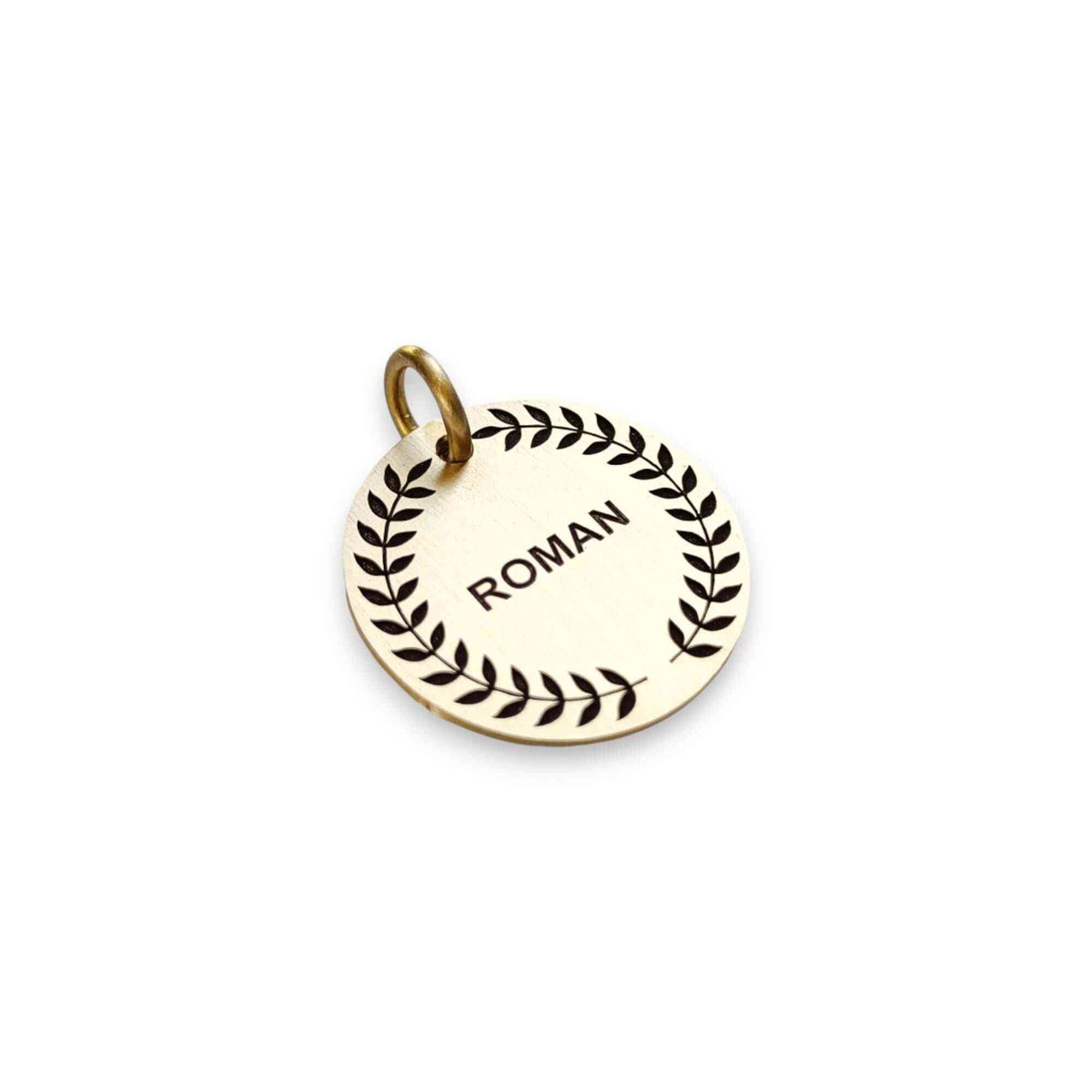 The Victor's Token | Artisan Laurel Wreath Pet ID & Custom Engraved Dog Tag, front view